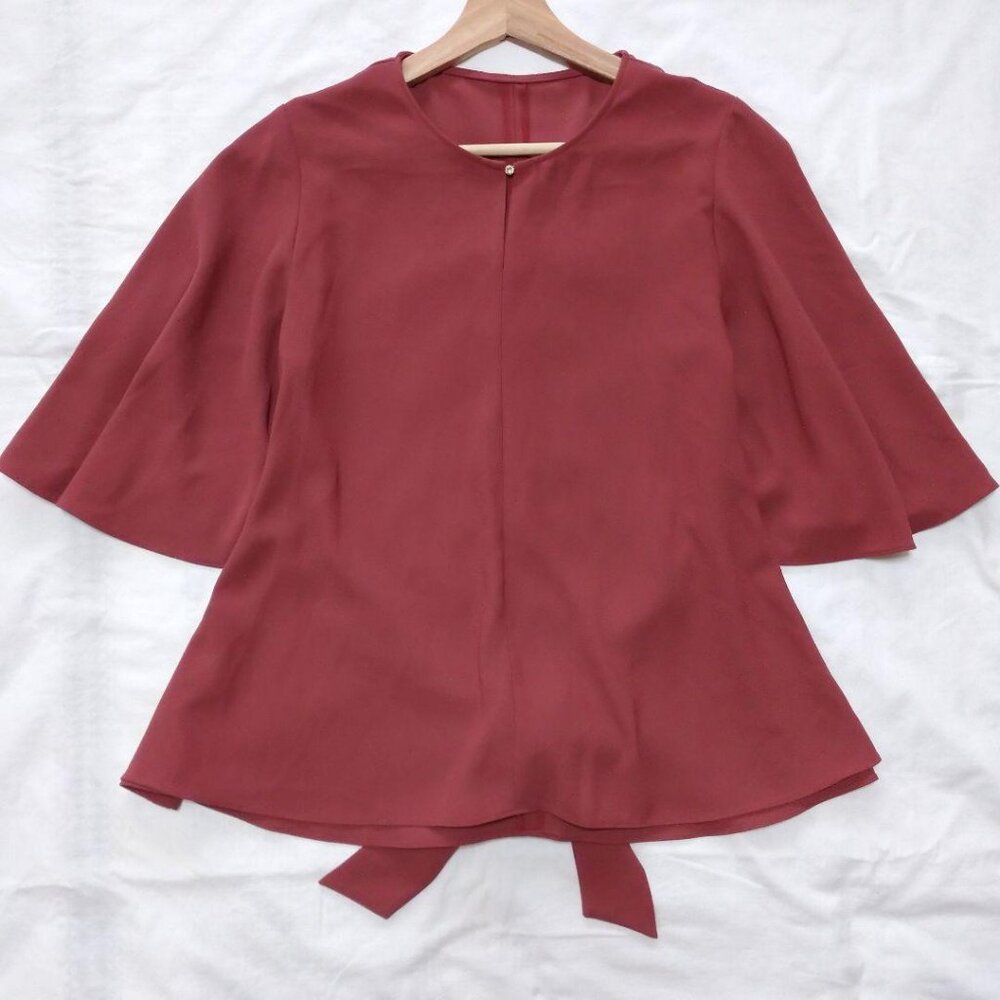 Fenne Flare Sleeve Blouse Burgundy